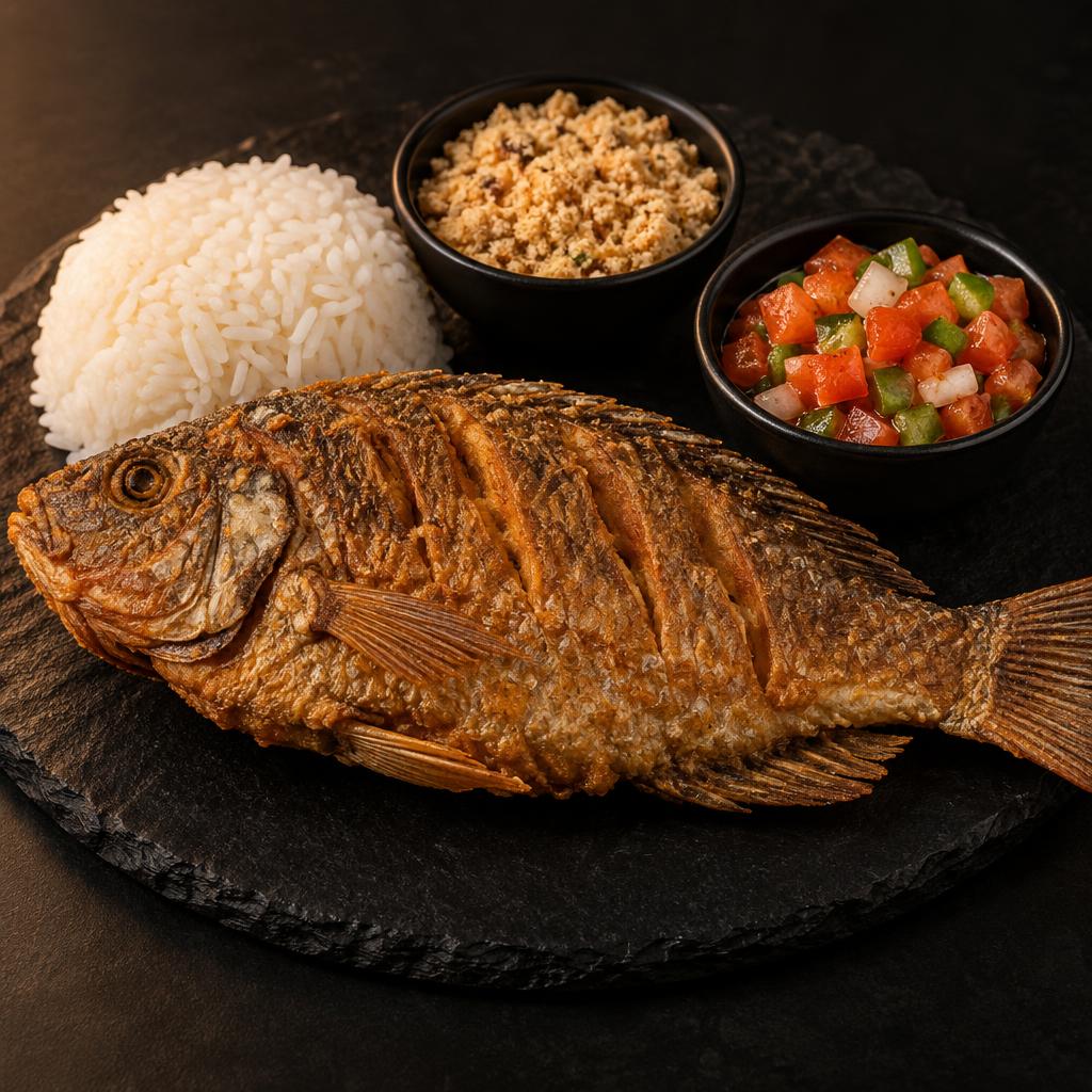 Peixe frito inteiro